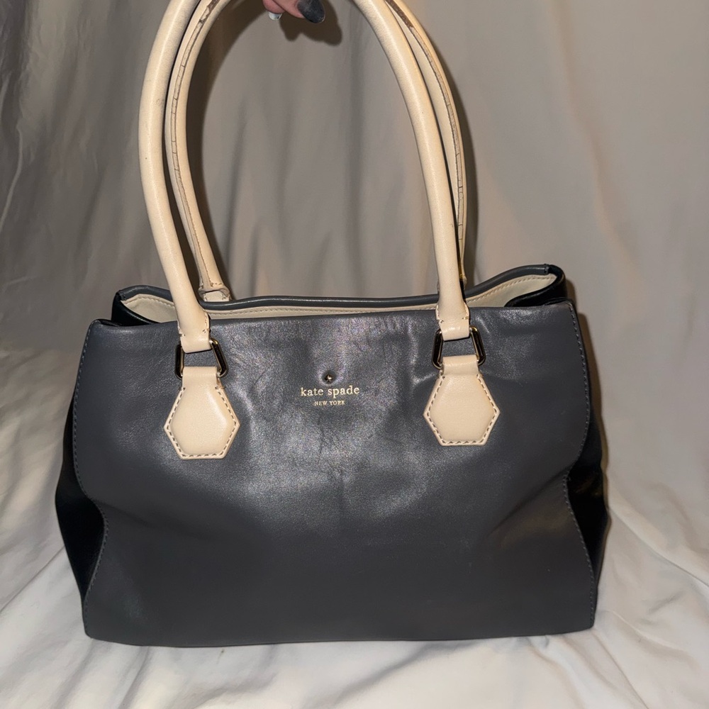 Kate Spade Grey and Cream Leather Tote